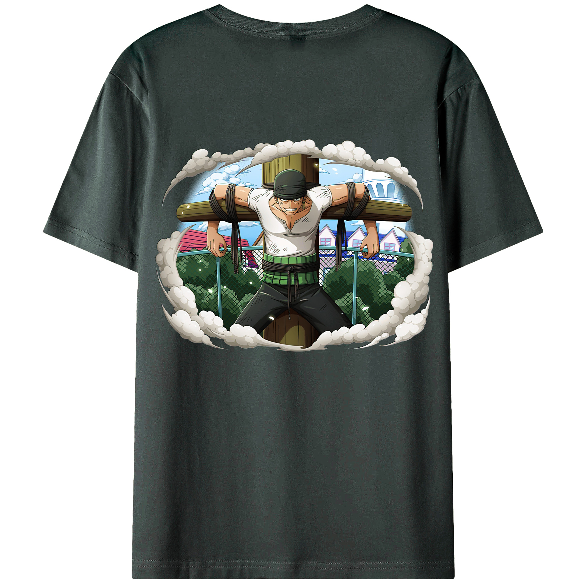 ワンピース ロロノア・ゾロ ONE PIECE Roronoa Zoro 綿100％ メンズ半袖Tシャツ（バックプリント） 通気性